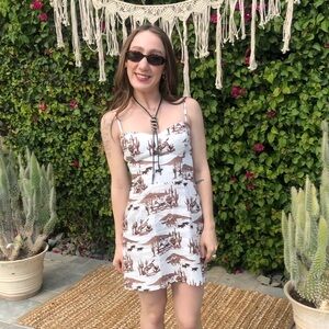 Reformation Roarke Western Print Linen Dress